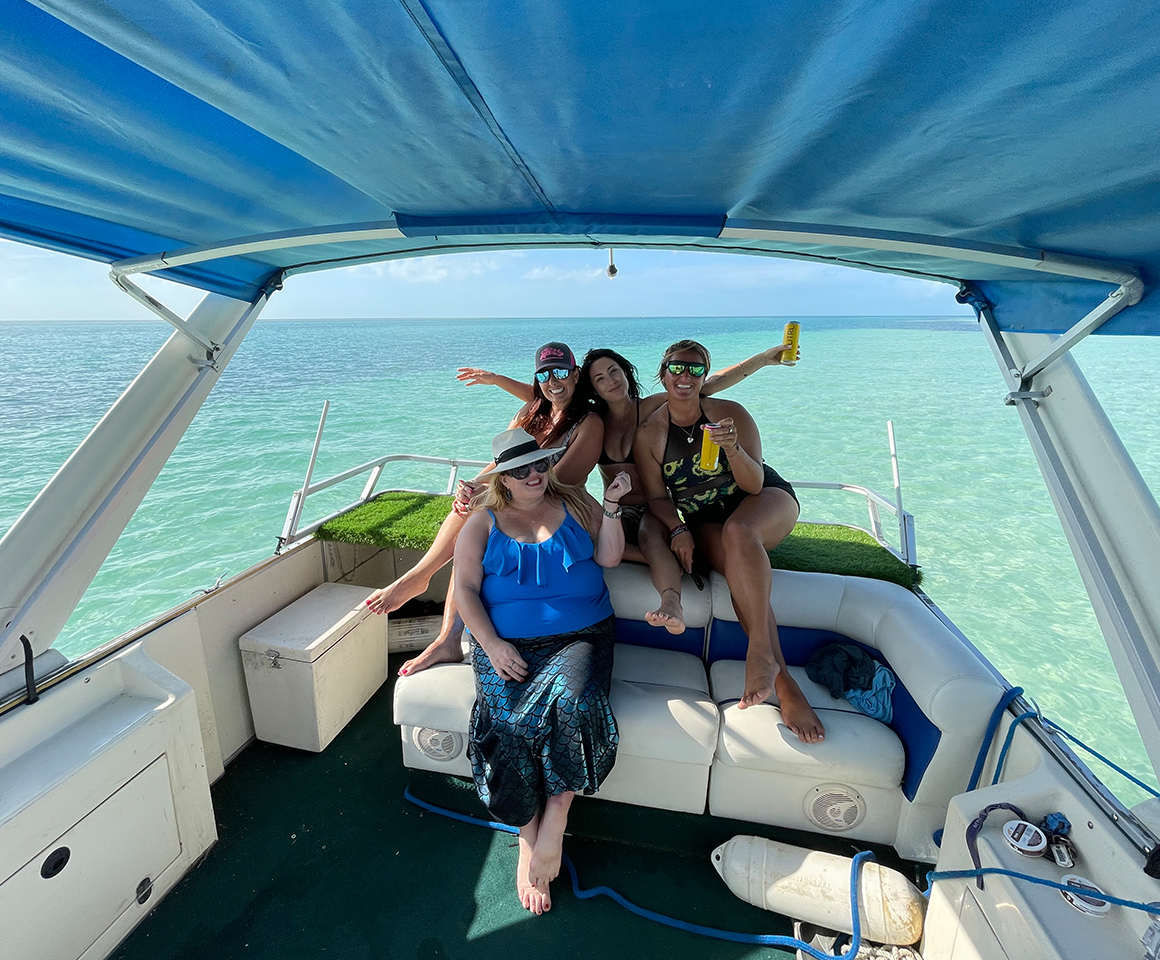 Women on a boat for bachelorette party boat rental in Key West, FL