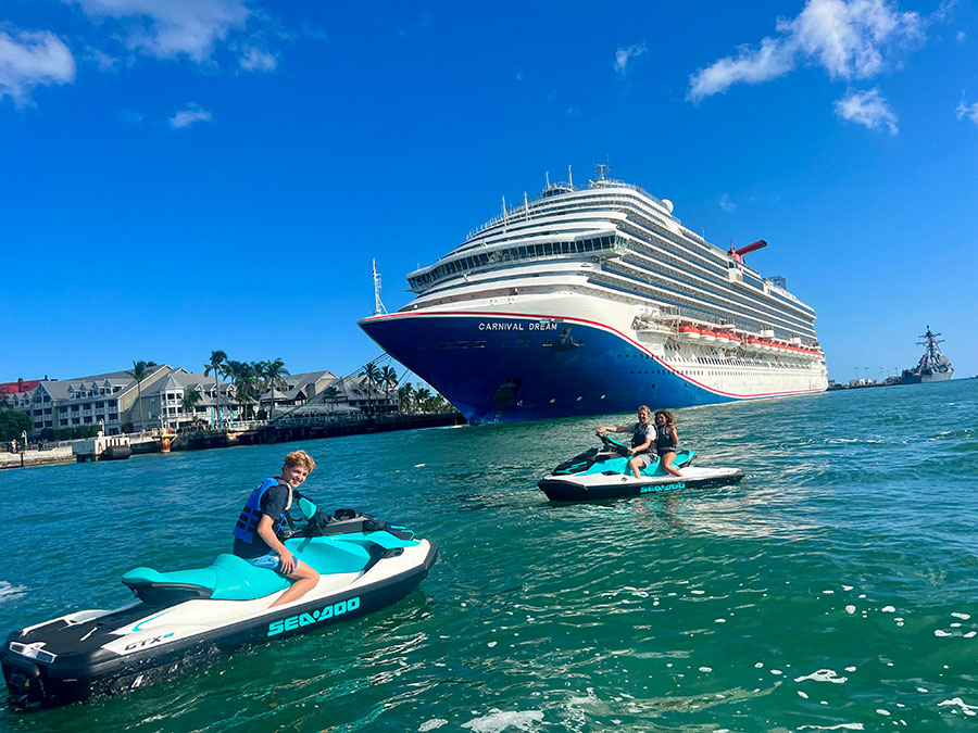 sea doo rental Key West near a cruise ship