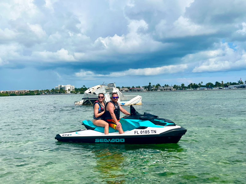 Group jet ski rentals in Key West with a couple on a Sea Doo